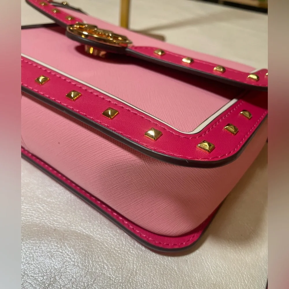 NWT Michael Kors Leida Medium Studded Shoulder/Crossbody in Electric Pink ⚡️ ⚡️ - Picture 16 of 17